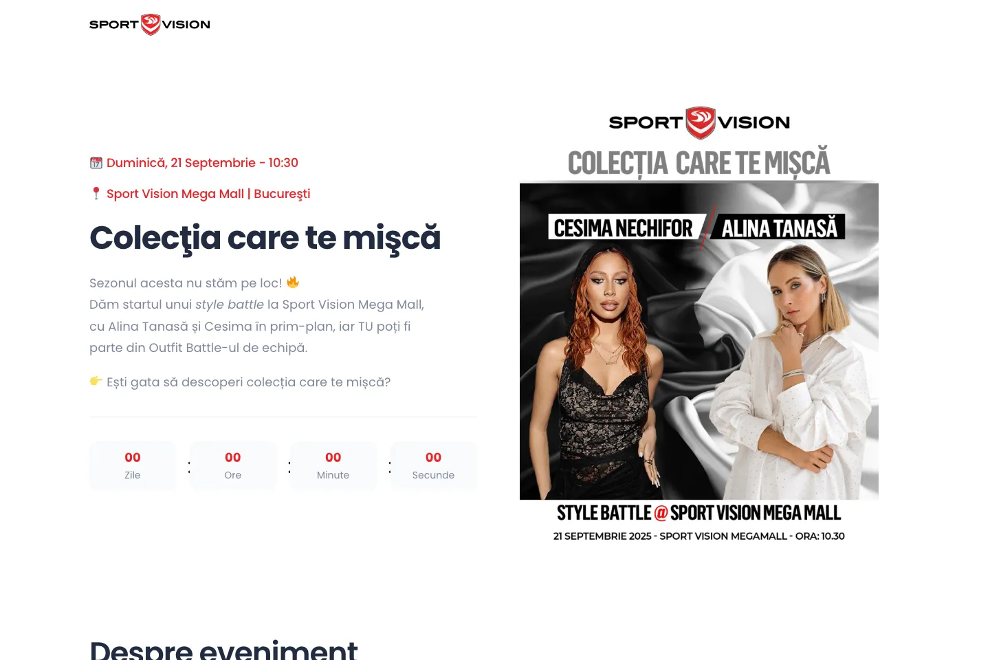 Sport Vision Events: o pagină pentru o campanie
