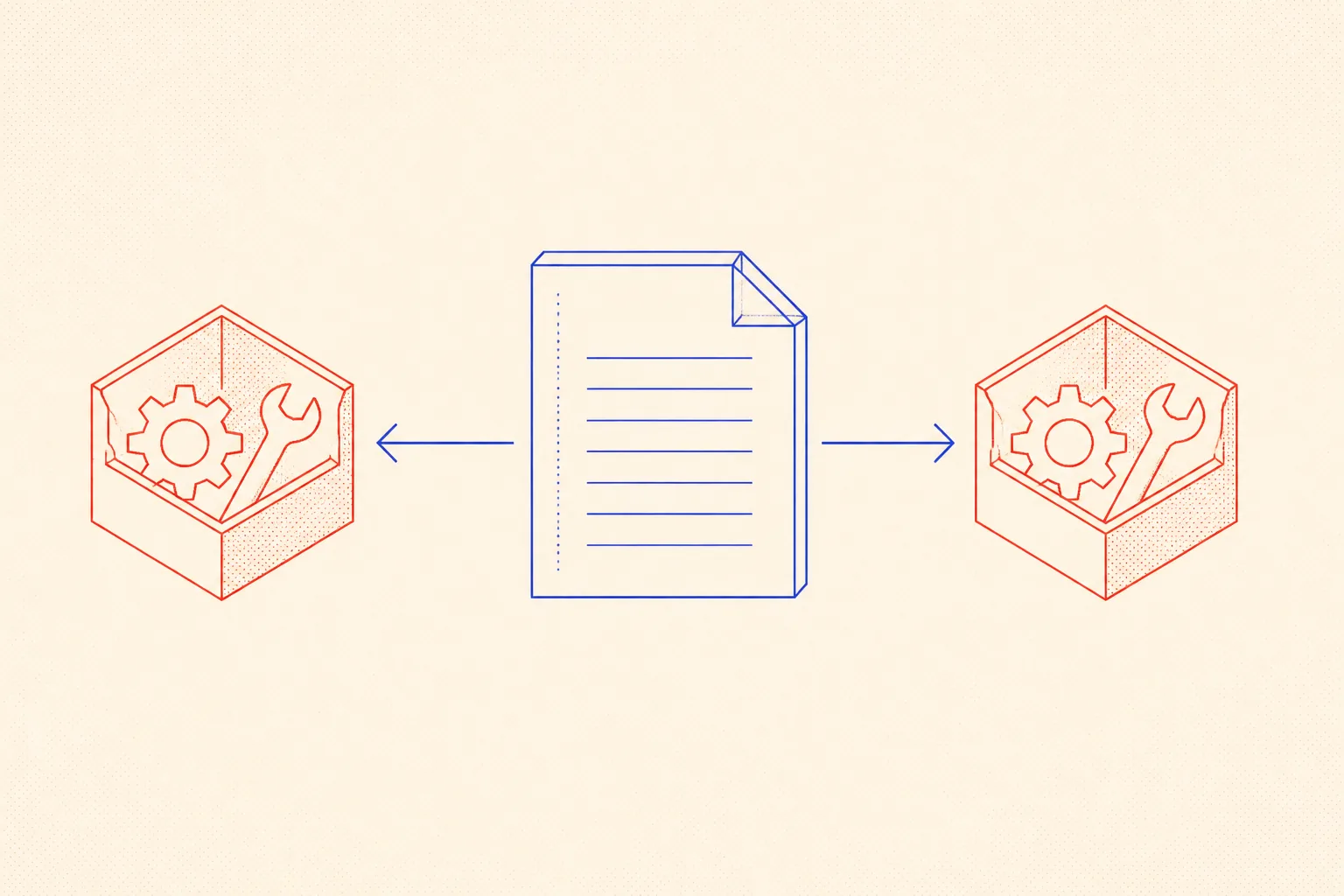 Schematische Darstellung einer AGENTS.md-Datei, die Kontext in zwei separate KI-Coding-Agenten-Sitzungen einspeist und konsistente Konventionen über Sitzungen hinweg sicherstellt