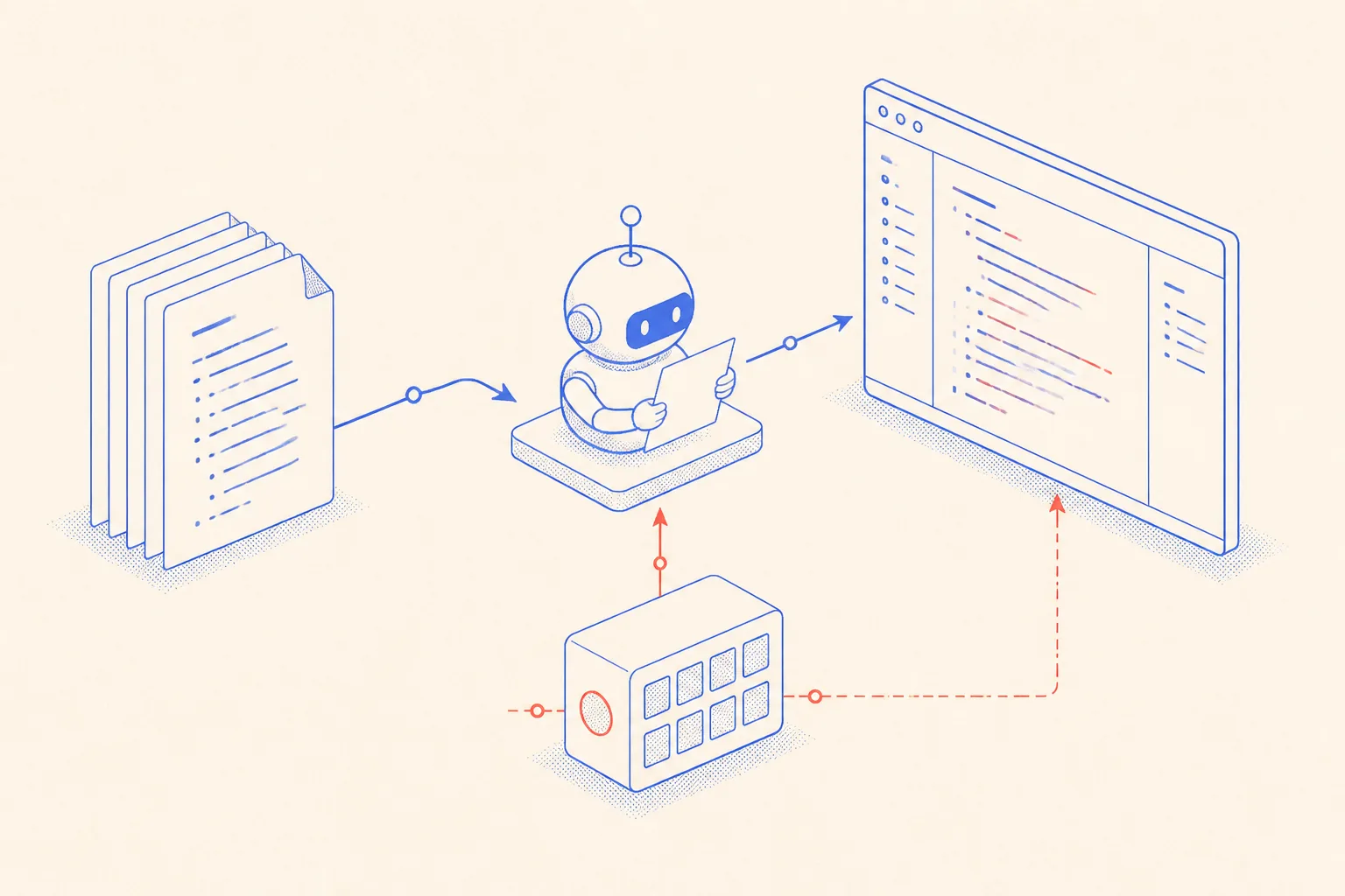 Diagramma di un agente AI che legge file markdown di memoria per mantenere il contesto del progetto tra le sessioni