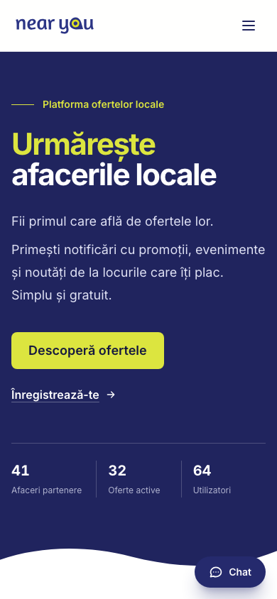 NearYou homepage on a phone