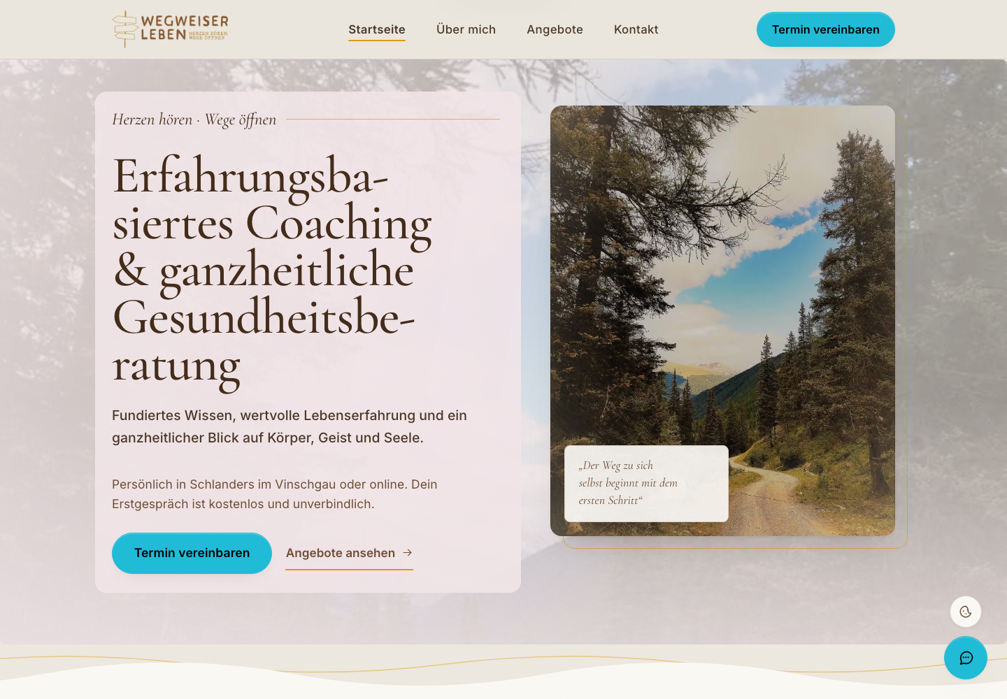 Wegweiser Leben homepage on desktop