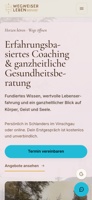 Wegweiser Leben homepage on a phone
