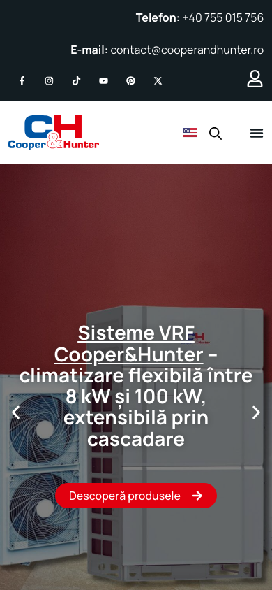 Cooper&Hunter Romania: Vista mobile del sito pubblico